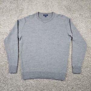 Peter Millar 100% Merino Wool V-Neck Sweater Men's Large Knit Gray Casual